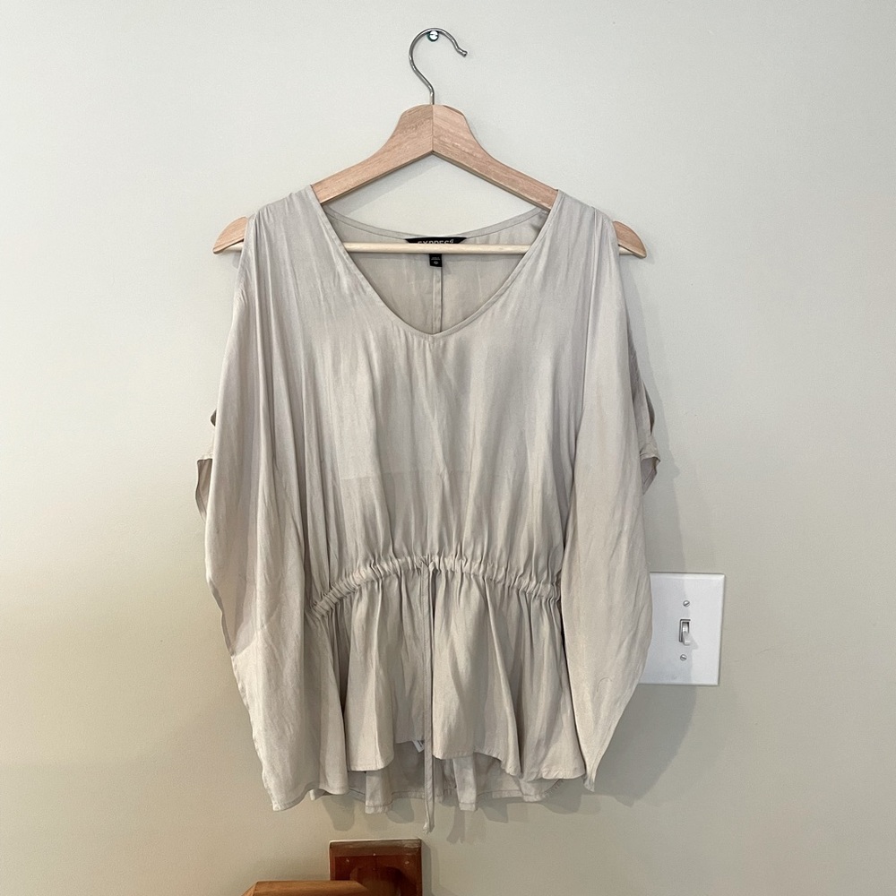 Express XS champagne exposed shoulder blouse